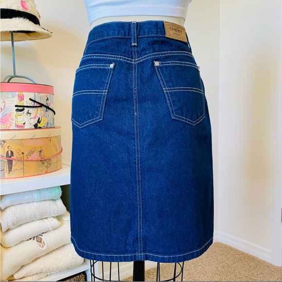 Vintage 90s Y2K Tommy Hilfiger Denim Mini Skirt Front Button Down Medium Wash M - Picture 8 of 13